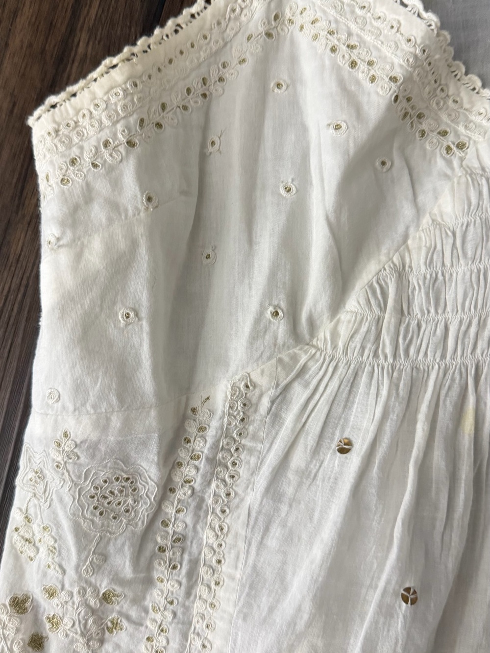 Suzy Shier Cream Embroidered Tank Top